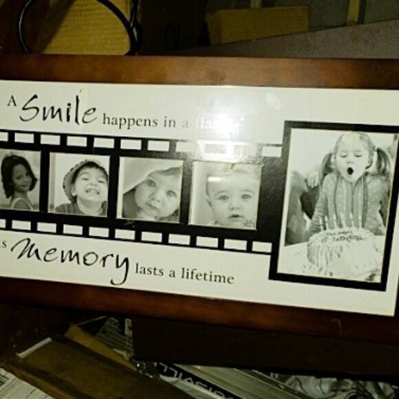 MULTI PHOTO FRAME NEW, NO DAMAGE, HOLDS 4 5 X 7 OR 4X6. , DARK WOOD FRAME - Picture 4 of 4